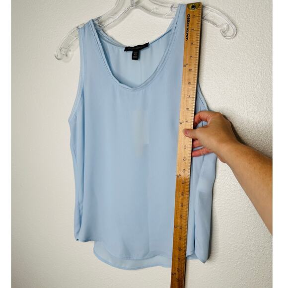 NWT Banana Republic Light Blue Picot Trim Semi Sheer Tank Top XSP - Picture 10 of 11
